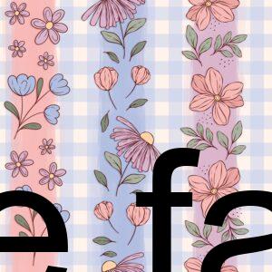 Preorder Floral Stripe Blue Gingham